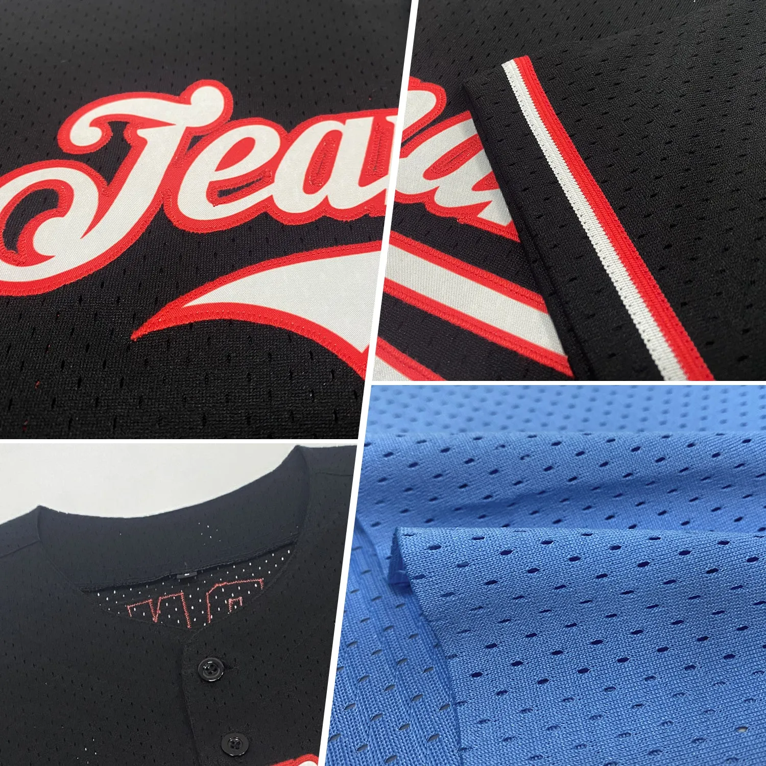 Custom Light Blue Orange-Black Mesh Authentic Throwback Baseball Jersey