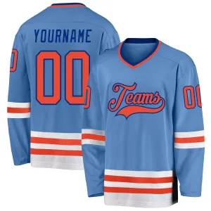 Custom Light Blue Orange-Royal Hockey Jersey