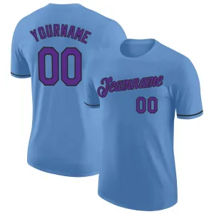 Custom Light Blue Purple-Black Performance T-Shirt