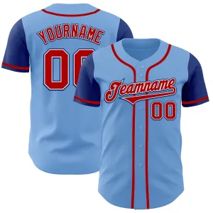 Custom Light Blue Red-Royal Authentic Two Tone Baseball Jersey