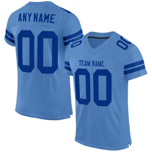 Custom Light Blue Royal Mesh Authentic Football Jersey