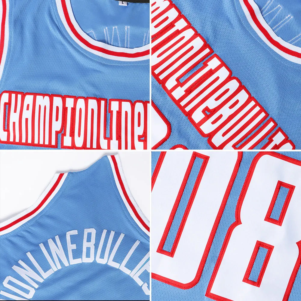 Custom Light Blue Royal-White Authentic Throwback Basketball Jersey