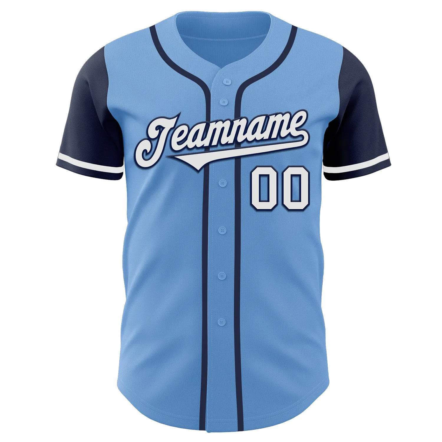 Custom Light Blue White-Navy Authentic Two Tone Baseball Jersey