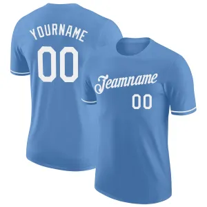 Custom Light Blue White Performance T-Shirt