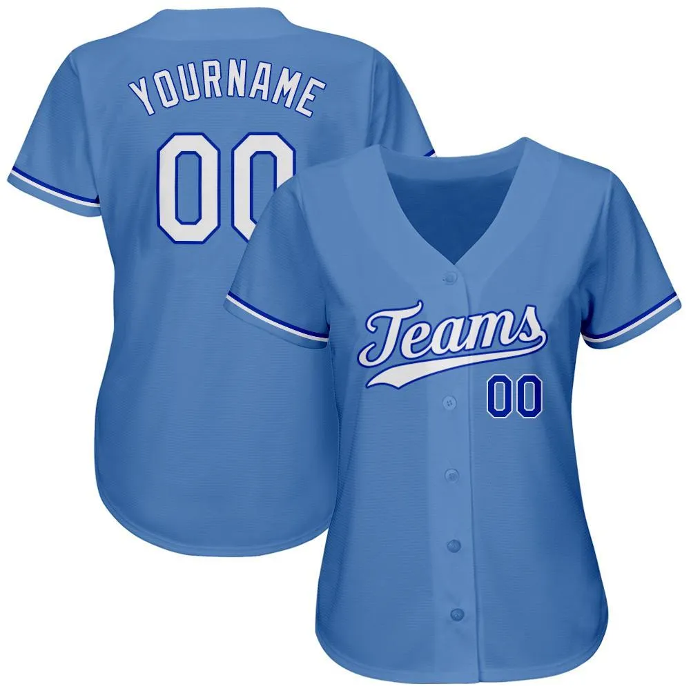 Custom Light Blue White-Royal Authentic Baseball Jersey