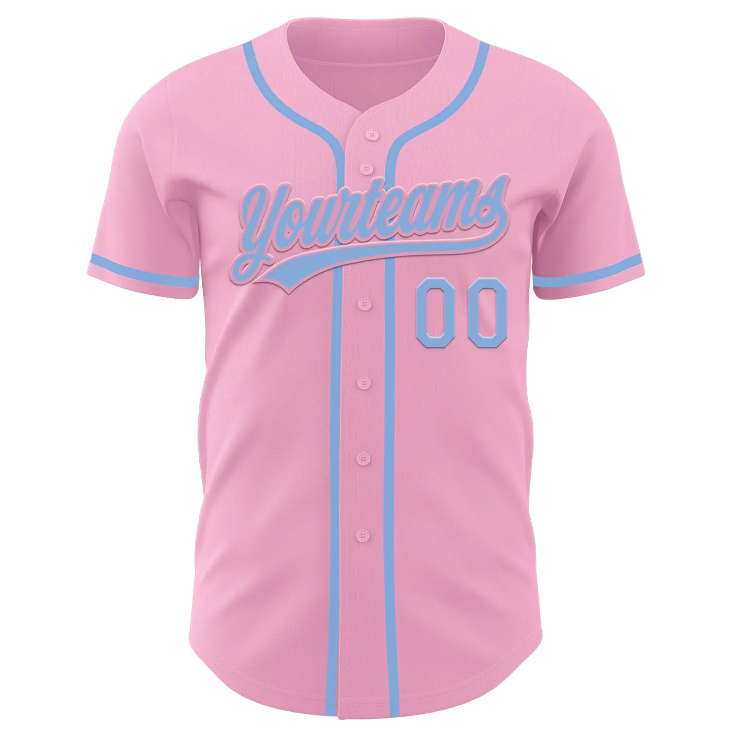 Custom Light Pink Light Blue Authentic Baseball Jersey