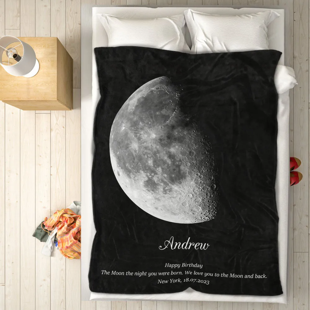 Custom Moon Phase Blanket Personalized Names Birthday Gift