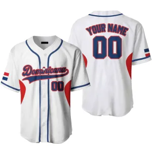 Custom Name Baseball Jerseys Dominicana White Blue Red, Idea Gift for Men & Women