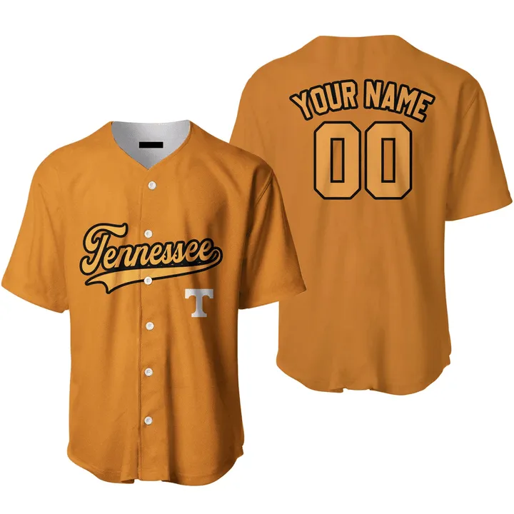 Custom Name Baseball Jerseys Tennessee Yellow Black, Idea Gift for Men & Women