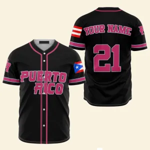 Custom Name Number Puerto Rico, Personalized Baseball Jersey