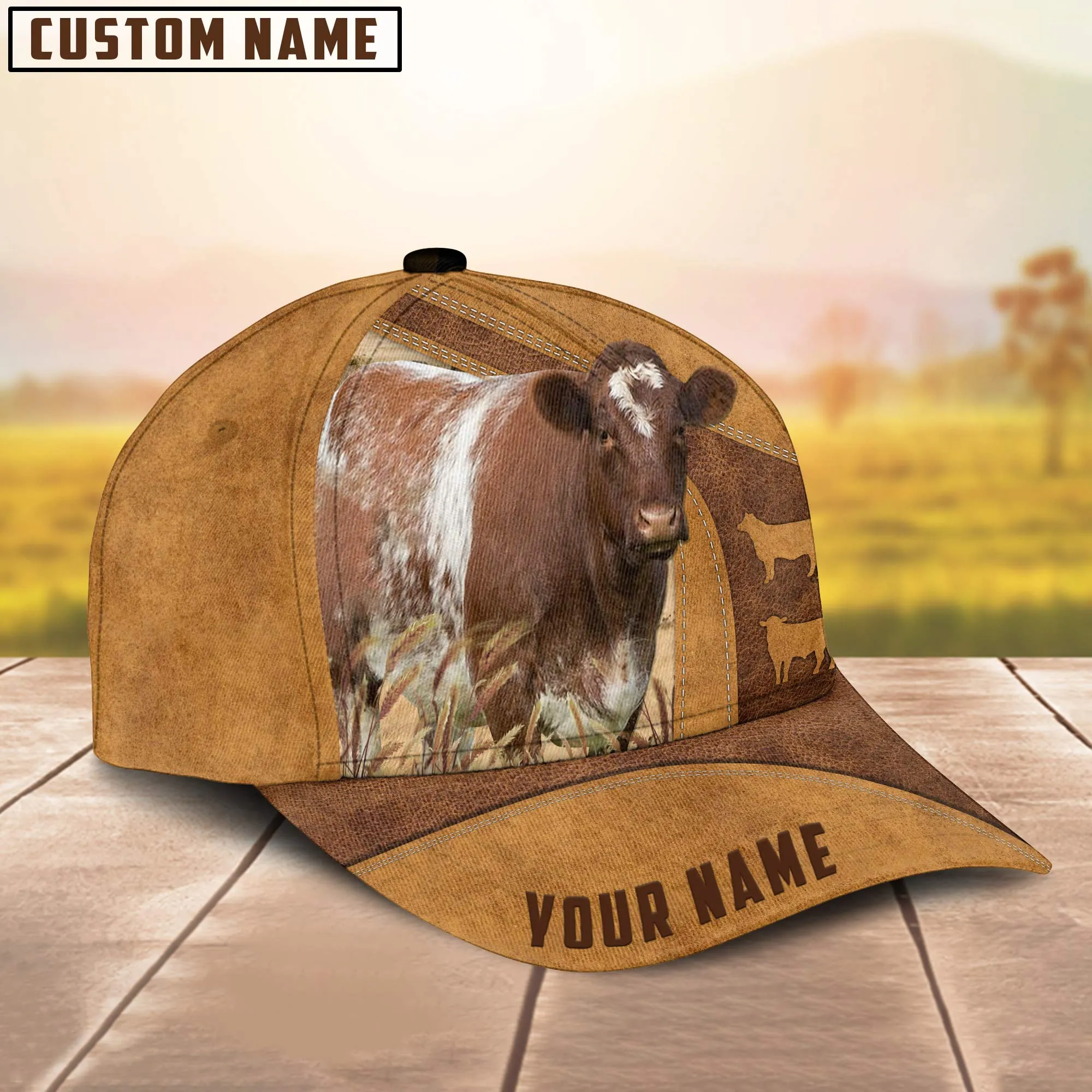 Custom Name Shorthorn Cattle Cap , Cattle Hat, Farm Baseball Hat, Cap Hat For Farmer Farm Lover