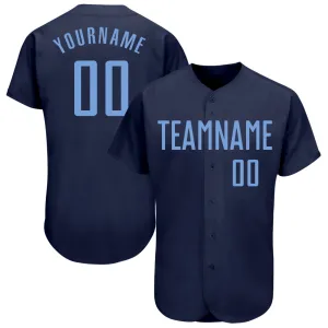 Custom Navy Light Blue Authentic Baseball Jersey