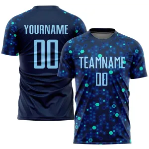 Custom Navy Light Blue-Royal Sublimation Soccer Uniform Jersey