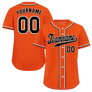 Custom Orange Classic Style Black Authentic Baseball Jersey