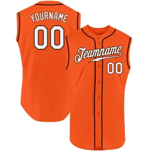 Custom Orange White-Brown Authentic Sleeveless Baseball Jersey