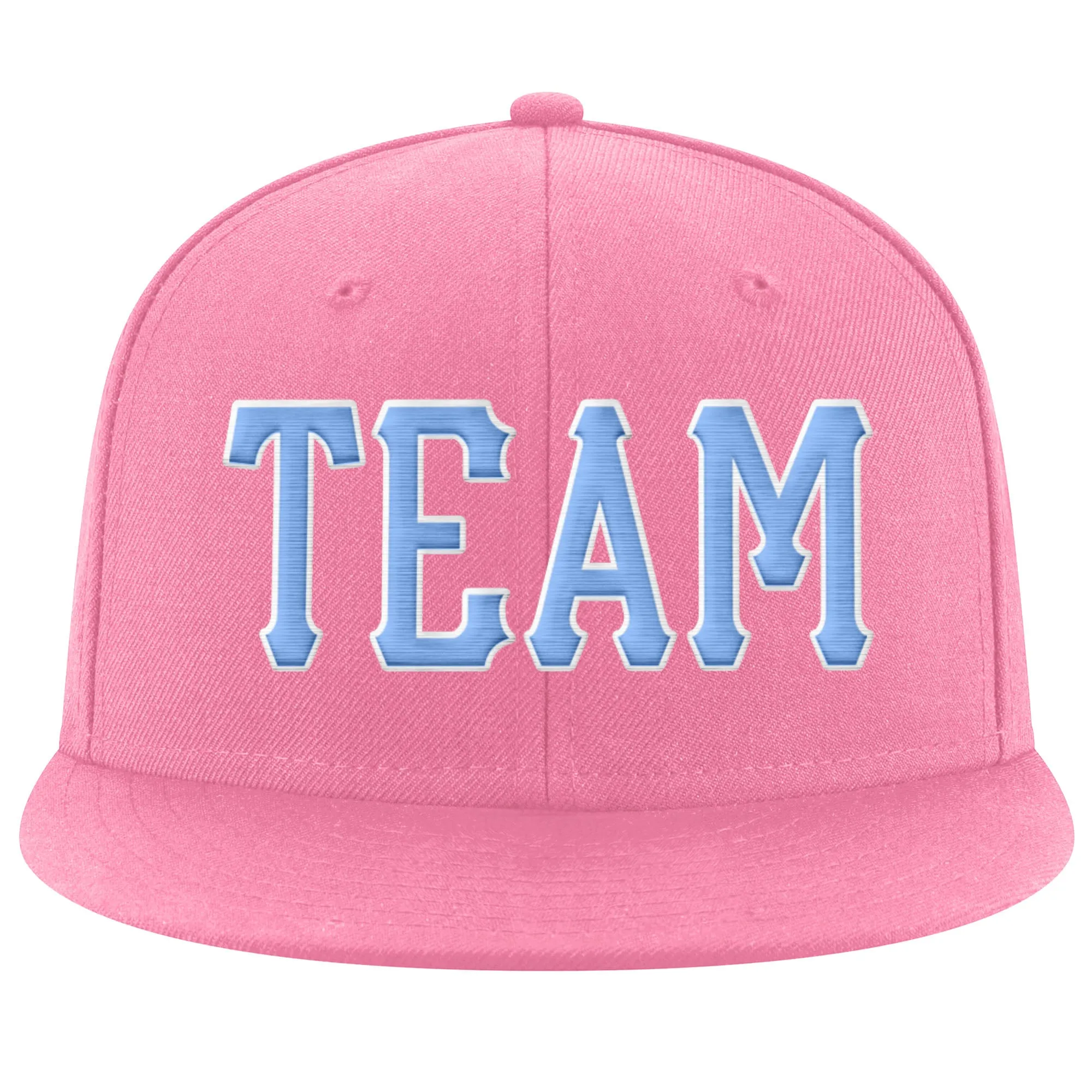 Custom Pink Light Blue-White Stitched Adjustable Snapback Hat