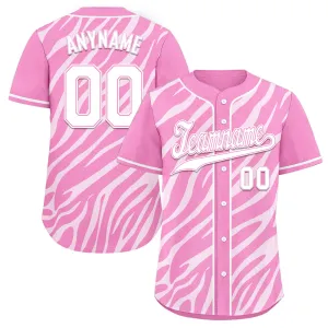 Custom Pink White Zebra Pattern Personalized Authentic Baseball Jersey BSBJ01-D020201-19