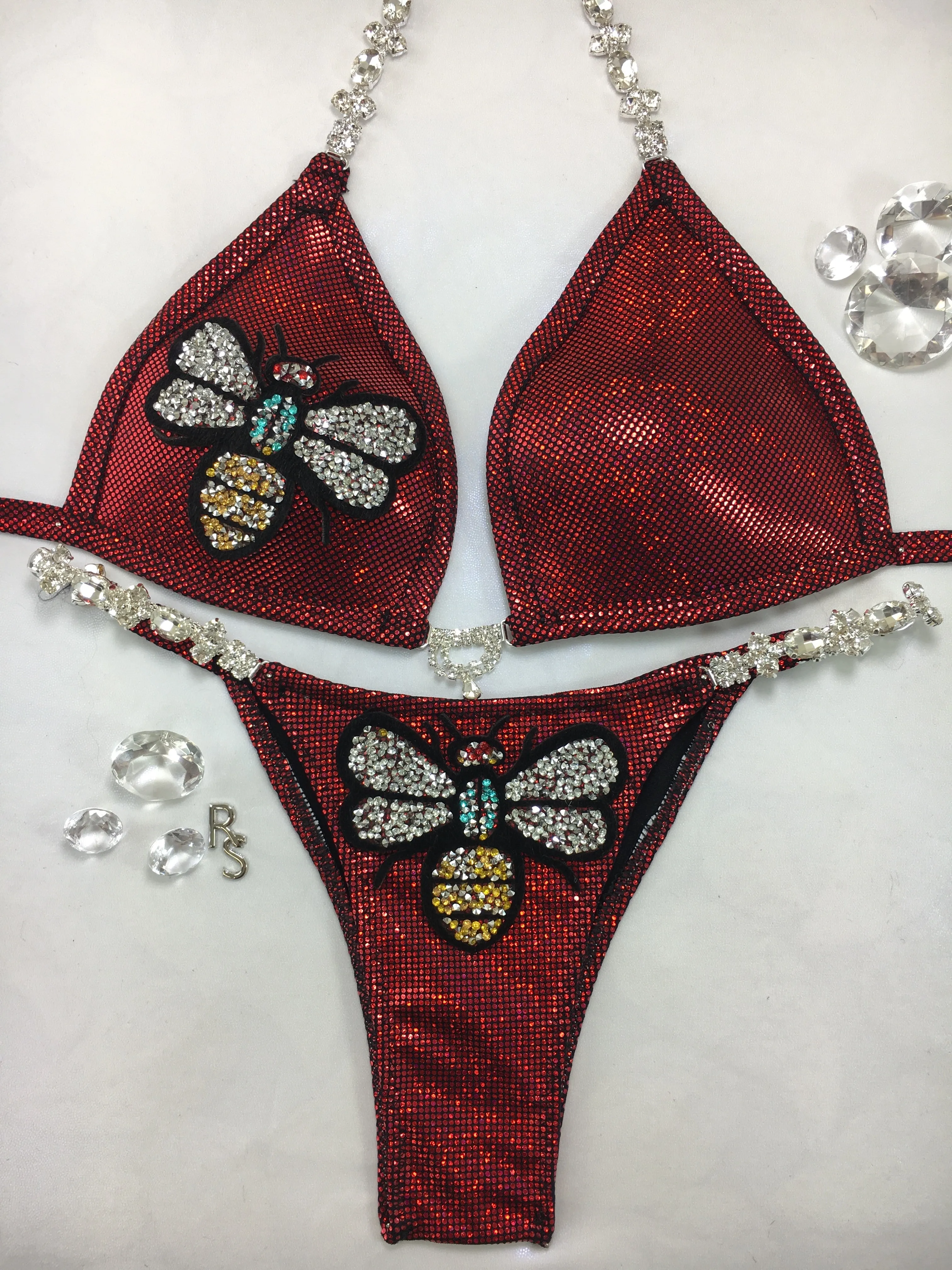 Custom Posing Exclusive Sunflower/Bees/Pineapple Or Star options bikini w/Embellishment $139.99 (choose any fabric color/choice of connectors)