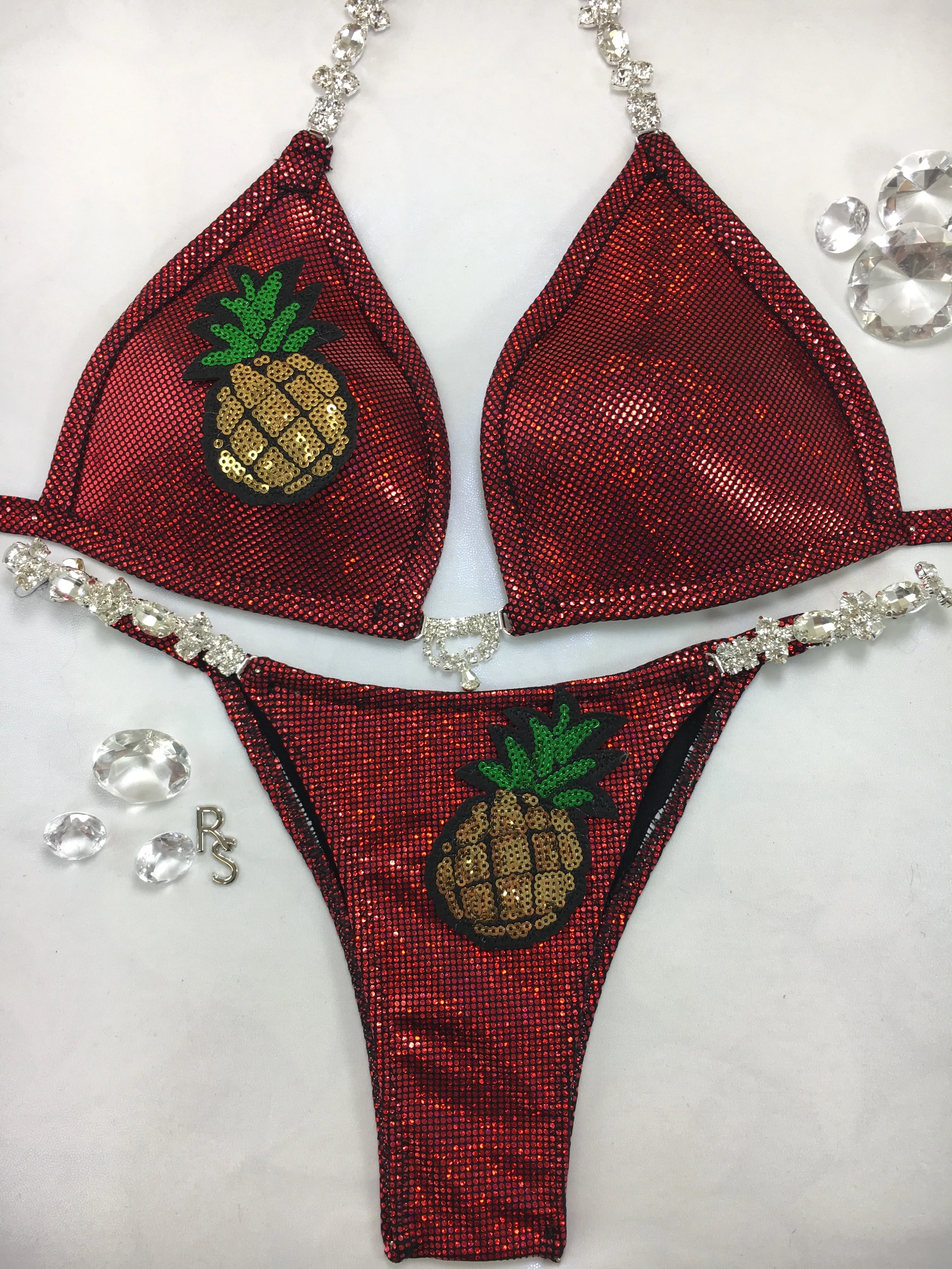 Custom Posing Exclusive Sunflower/Bees/Pineapple Or Star options bikini w/Embellishment $139.99 (choose any fabric color/choice of connectors)