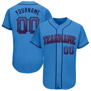 Custom Powder Blue Navy-Red Authentic Drift Fashion Baseball Jersey