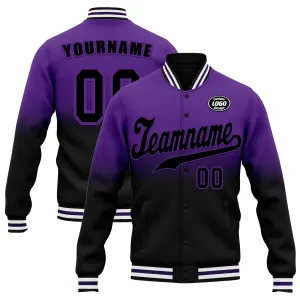 Custom Purple Black Fade Fashion Jacket Bomber Full-Snap Varsity Letterman Personalized Jacket FZ005-D020229-6