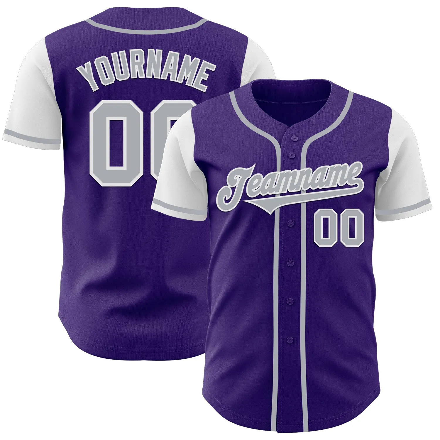 Custom Purple Gray-White Authentic Two Tone Baseball Jersey