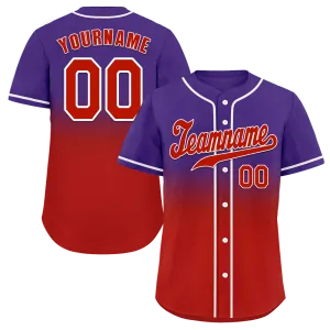 Custom Purple Red Fade Fashion Red Authentic Baseball Jersey