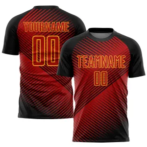 Custom Red Black-Yellow Sublimation Soccer Uniform Jersey