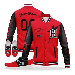 Custom Red Blue Houston Jacket and Sports Shoes Combo Offer Personalized Combo ZH-D020294-12