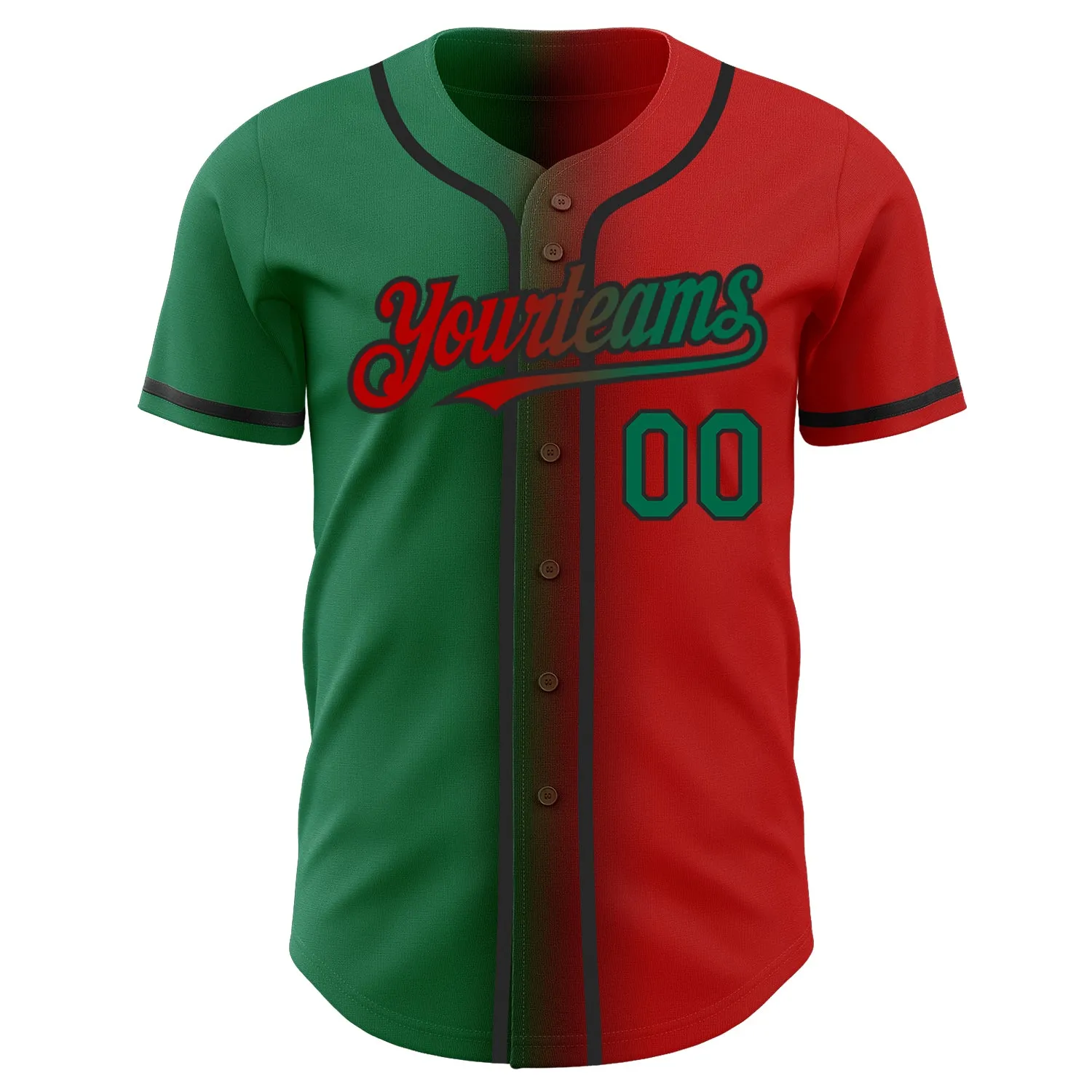 Custom Red Kelly Green-Black Authentic Gradient Fashion Baseball Jersey