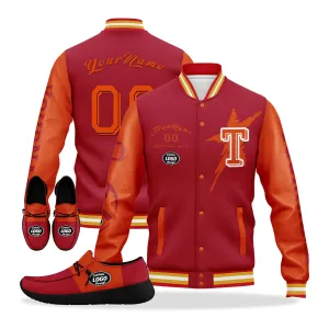 Custom Red Orange Tampa Bay Jacket and Sports Shoes Combo Offer Personalized Combo ZH-D020294-29