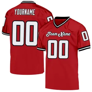 Custom Red White-Black Mesh Authentic Throwback Football Jersey