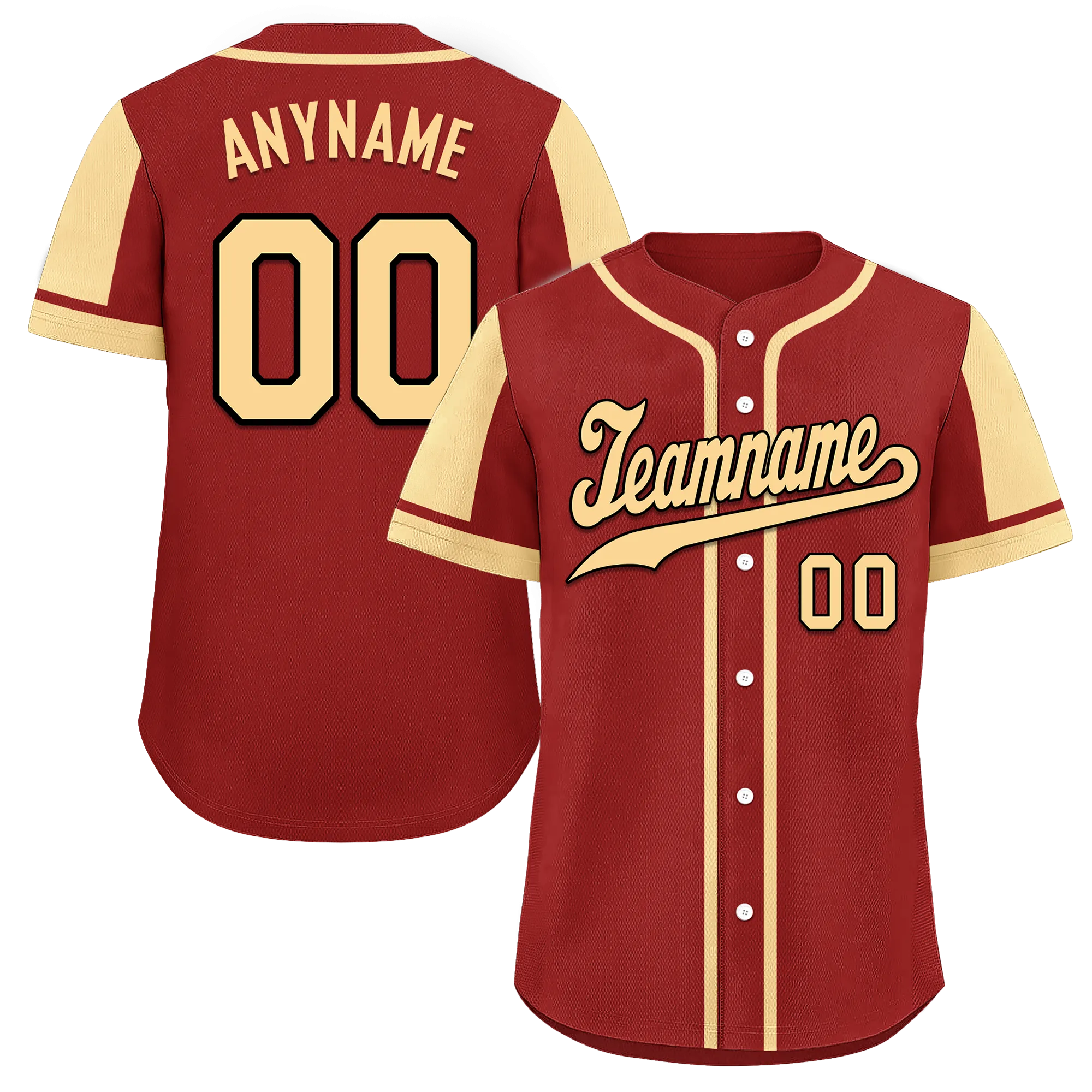 Custom Red Yellow Raglan Sleeves Personalized Authentic Baseball Jersey BSBJ01-D017195