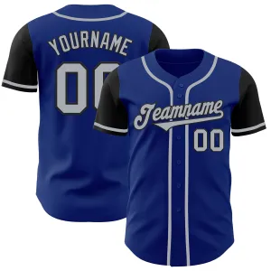 Custom Royal Gray-Black Authentic Two Tone Baseball Jersey