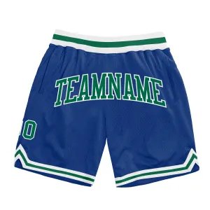 Custom Royal Kelly Green-White Authentic Throwback Basketball Shorts