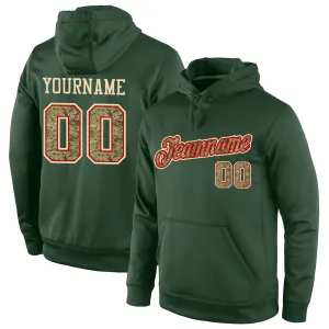 Custom Stitched Green Camo-Red Sports Pullover Sweatshirt Hoodie