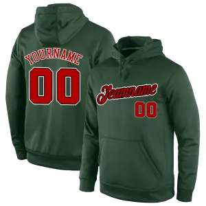 Custom Stitched Green Red-Black Sports Pullover Sweatshirt Hoodie