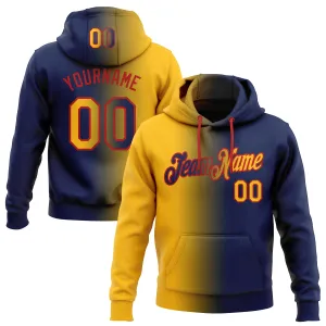 Custom Stitched Navy Gold-Red Gradient Fashion Sports Pullover Sweatshirt Hoodie