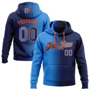 Custom Stitched Navy Powder Blue-Orange Gradient Fashion Sports Pullover Sweatshirt Hoodie