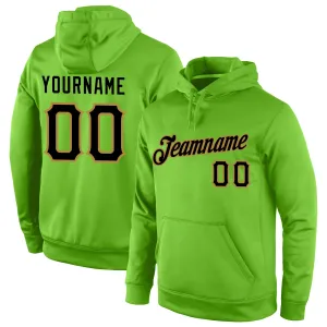 Custom Stitched Neon Green Black-Old Gold Sports Pullover Sweatshirt Hoodie