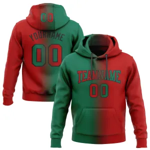 Custom Stitched Red Kelly Green-Black Gradient Fashion Sports Pullover Sweatshirt Hoodie