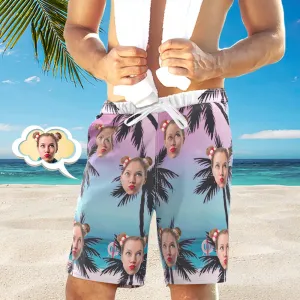 Custom Swim Shorts Men's Photo Swim Trunks Men's Gifts  - Palm