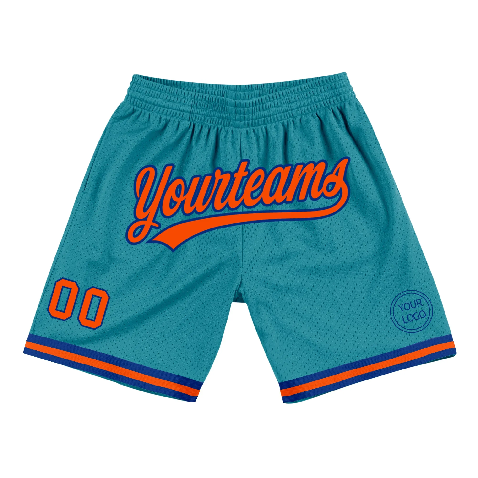 Custom Teal Orange-Royal Authentic Throwback Basketball Shorts