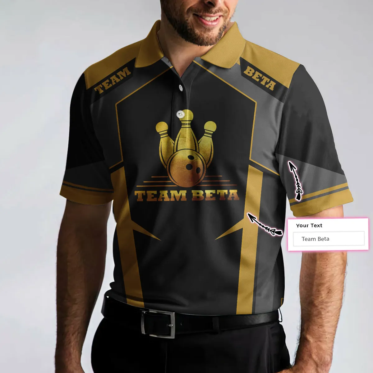 Custom Team Name Golden Bowling Custom Polo Shirt, Personalized Bowling Shirt With Name, Custom Bowling Gift Coolspod