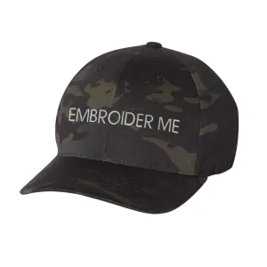 Custom Text Embroidered Multicam Black Flex-Fit Cap