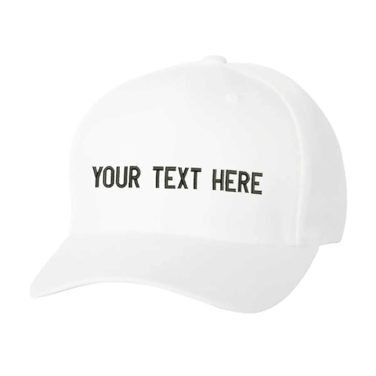 Custom Text Embroidered White Flex-Fit Cap