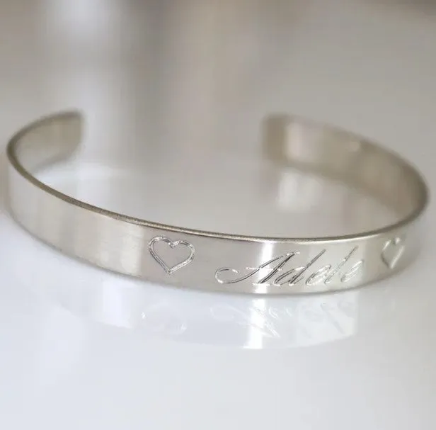 Custom Toddler Name cuff Bracelet - personalized Childs bangle Sterling silver 925