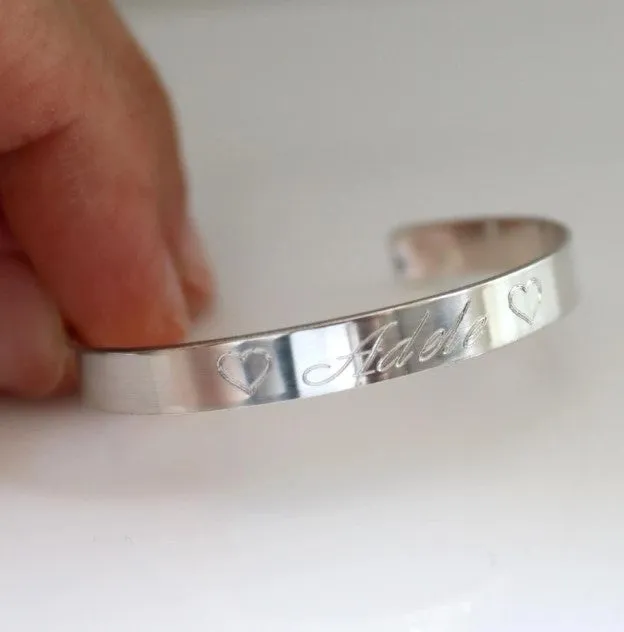 Custom Toddler Name cuff Bracelet - personalized Childs bangle Sterling silver 925