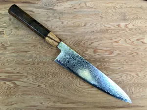 Custom Tsunehisa ZA-18 Damascus Gyuto 210 -  Claro Walnut and zebrawood