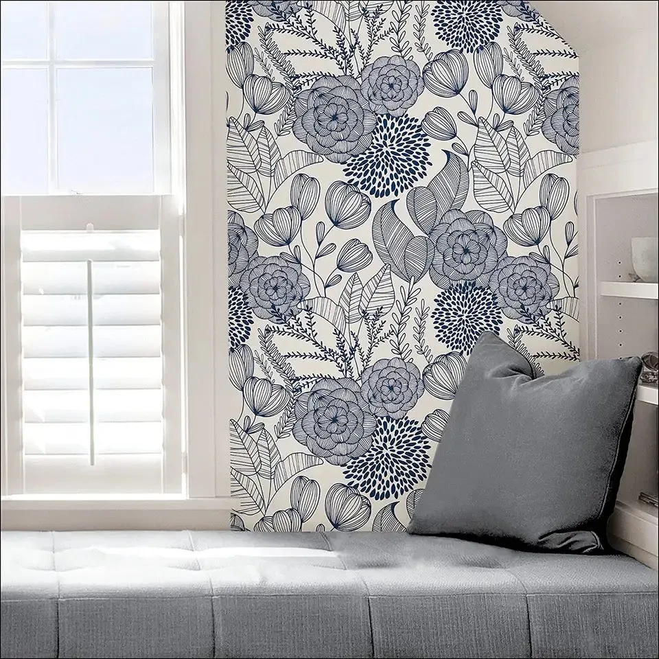 Custom Wallpaper Minimalism Floral Mural 2 Color Options (㎡)